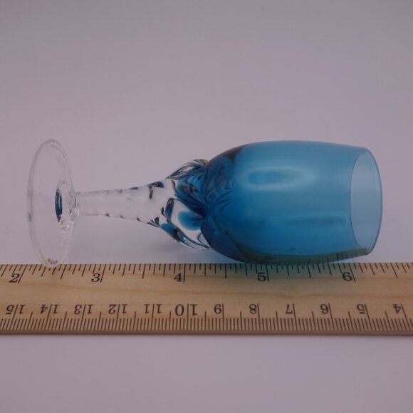 Set of Three(3) Blue Glass Very Small Glasses - Picture 6 of 13